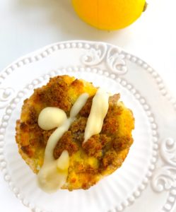 Keto & GF Lemon Sour Cream muffins with Streusel & Glaze