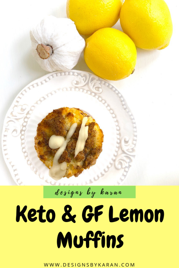 Keto and GF Lemon Sour Cream Muffins with Streusel and Glaze