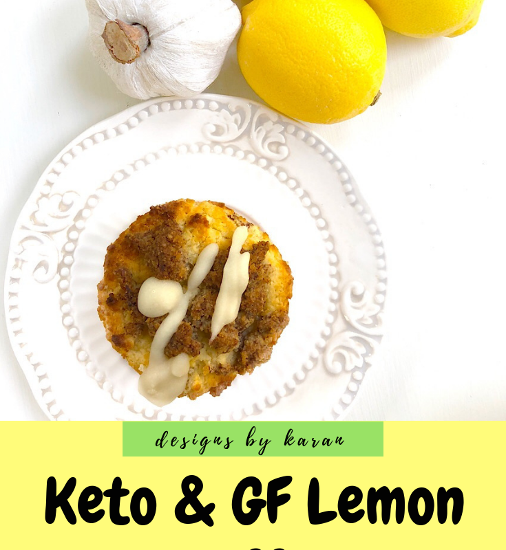 Keto and GF Lemon Sour Cream Muffins with Streusel and Glaze