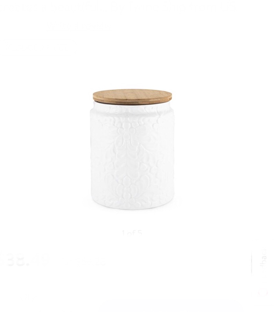 canister, white and wood