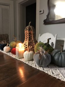 traditional fall decor - pumpkins and candles