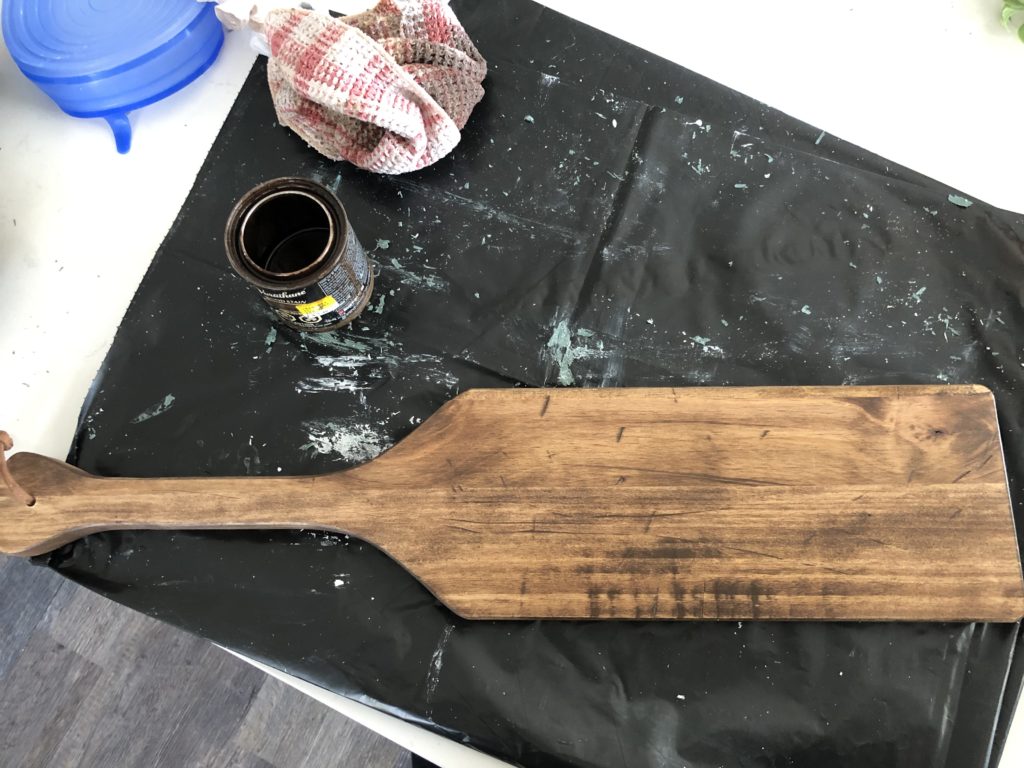 DIY Spring Cutting Board stained in Walnut