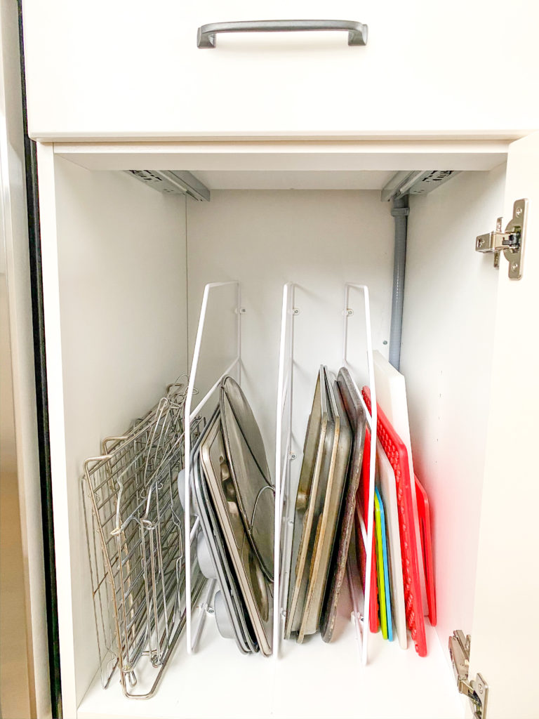 Organized baking sheet and cutting boards