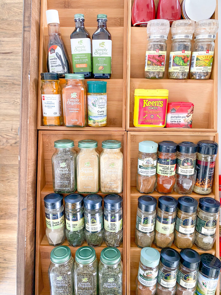 organized spice drawer