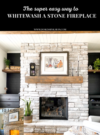 How to Whitewash a Stone Fireplace – Super Easy Project
