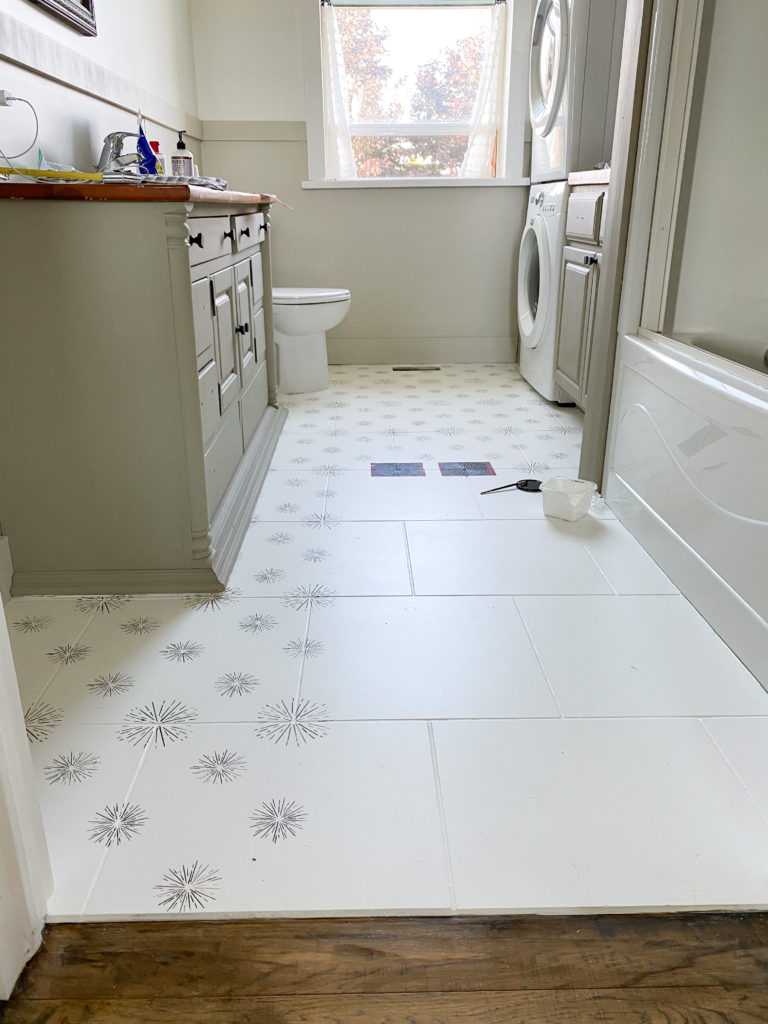 Stencilling Staggered Floor Tiles - Budget Friendly ...